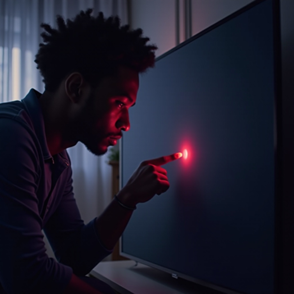 červené světlo na televizi LG