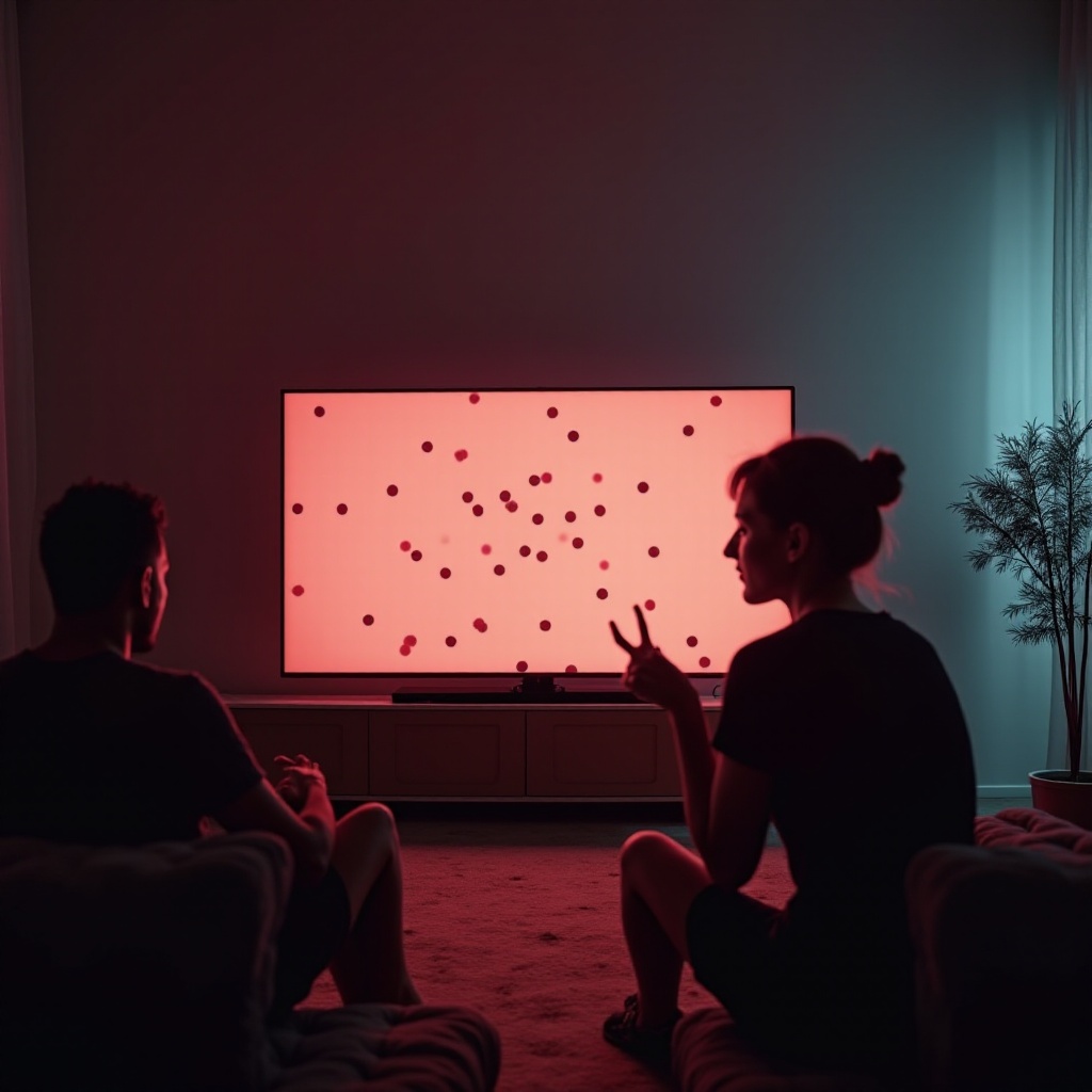 pulang tuldok sa screen ng telebisyon