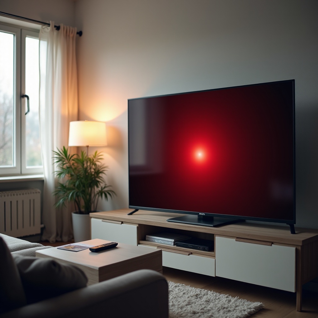 punto rojo en la pantalla de televisión